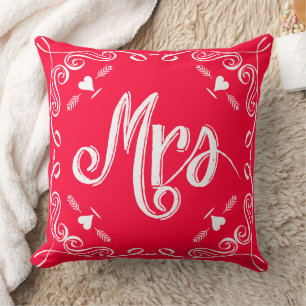 Typography Chalkboard Mrs Brides Pink or Any Colou Cushion
