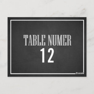 TYPOGRAPHY CHALKBOARD TABLE NUMBER POSTCARD