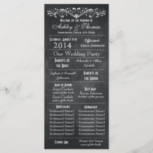 Typography Chalkboard Wedding Programs 2 Maids Hon Programme