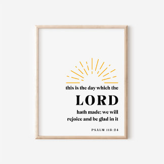 Typography Christian Bible Verse Psalm 118:24 Art Poster