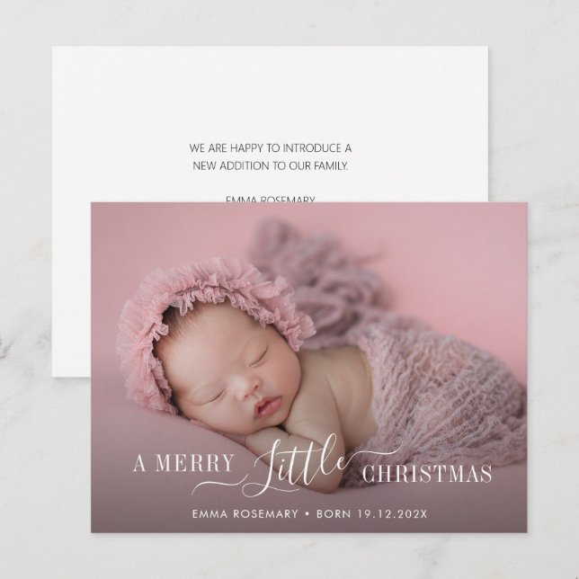 typography christmas birth announcement card (Front/Back)