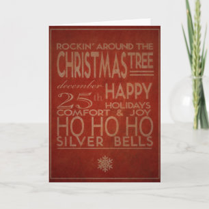 typography christmas card in red