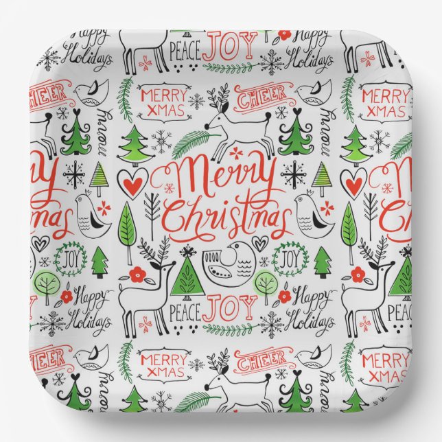 Typography Christmas      Paper Plate (Front)