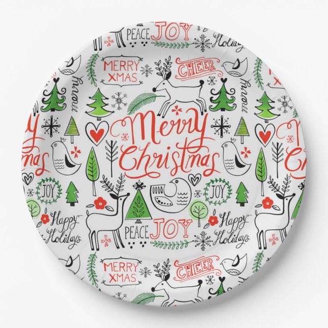 Typography Christmas    Paper Plate (Front)