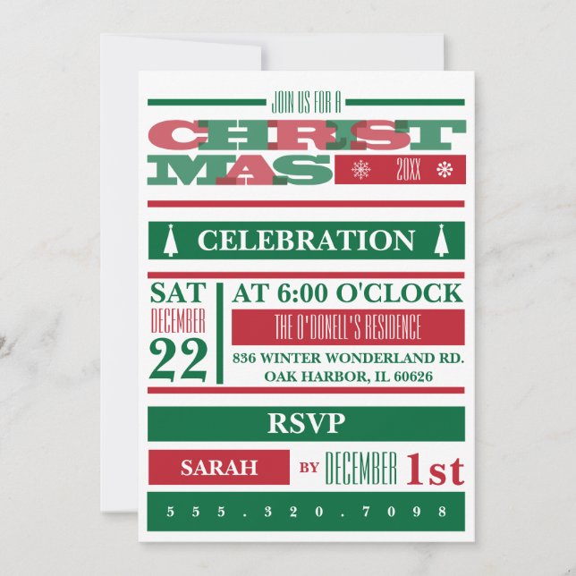 Typography Christmas Party Invitation (Front)