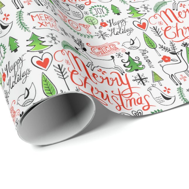 Typography Christmas  Tissue Paper (Roll Corner)