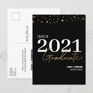 Typography Class of 2021 Graduate Personalised Announcement Postcard