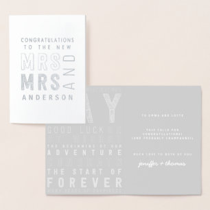 typography congratulations wedding card. foil card