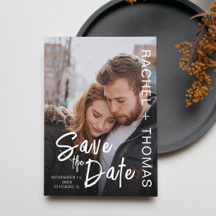 Typography Custom Photo Wedding Save the Date Card