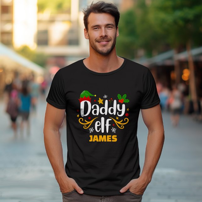 Typography Daddy Elf Fun Family Matching T-Shirt (Creator Uploaded)