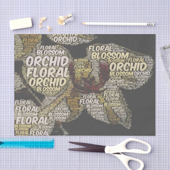 Typography Embedded Word Cloud Rustic Decoupage Tissue Paper (Craft)