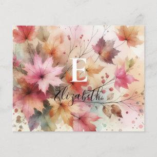 Typography Fall leaves watercolor pastel colour