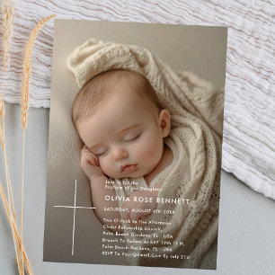 Typography Gender Neutral Overlay Photo Baptism Invitation