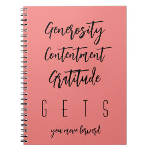 Typography ● Generosity Contentment Gratitude ● Notebook