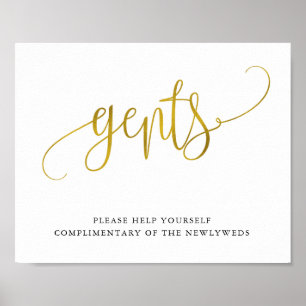 Typography gold gents bathroom sign