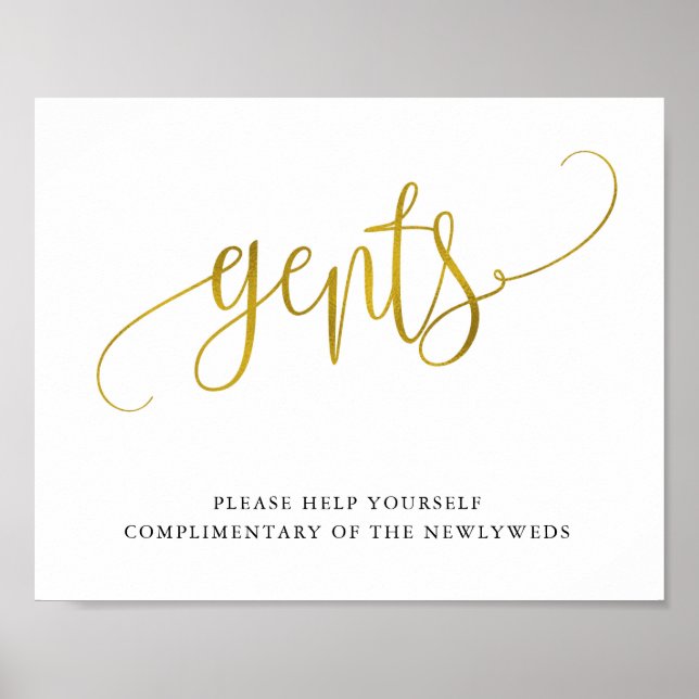 Typography gold gents bathroom sign (Front)