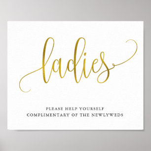 Typography gold ladies bathroom sign