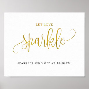Typography gold let love sparkle wedding sign