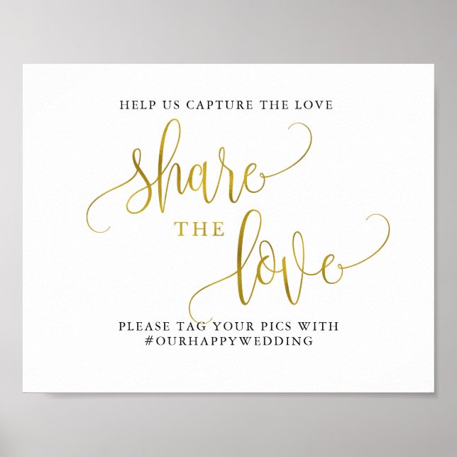 Typography gold wedding share the love poster (Front)