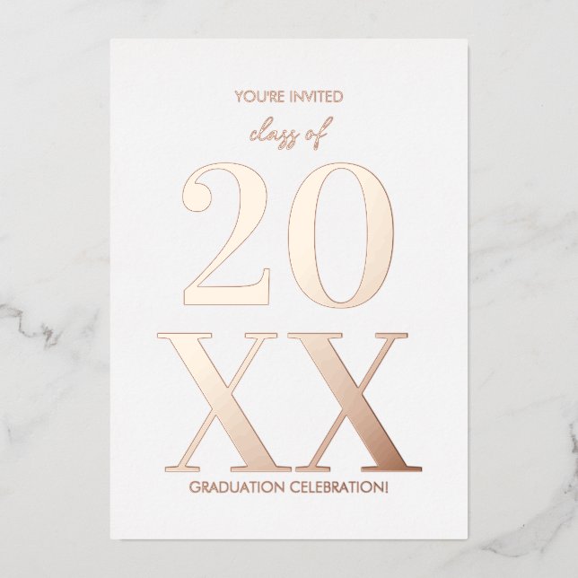 Typography Graduation Party Invitation Rose Gold (Front)