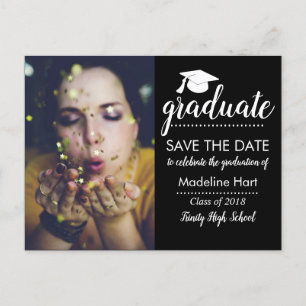 Typography Graduation Party Save The Date Photo Announcement Postcard