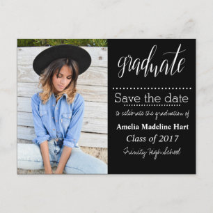 Typography Graduation Party Save The Date Photo Announcement Postcard