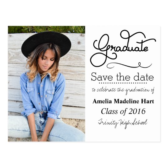 Typography Graduation Party | Save The Date Photo Postcard