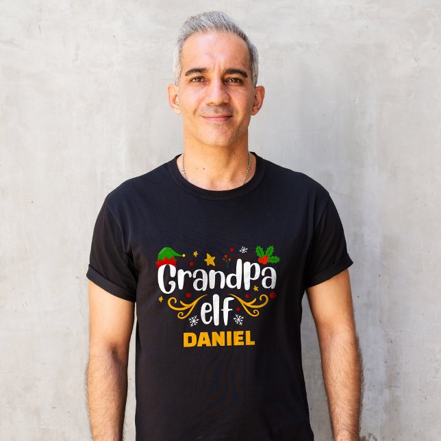 Typography Grandpa Elf Fun Family Matching T-Shirt (Creator Uploaded)