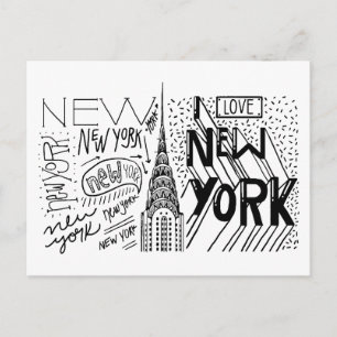 Typography Graphic   New York City, New York Postcard