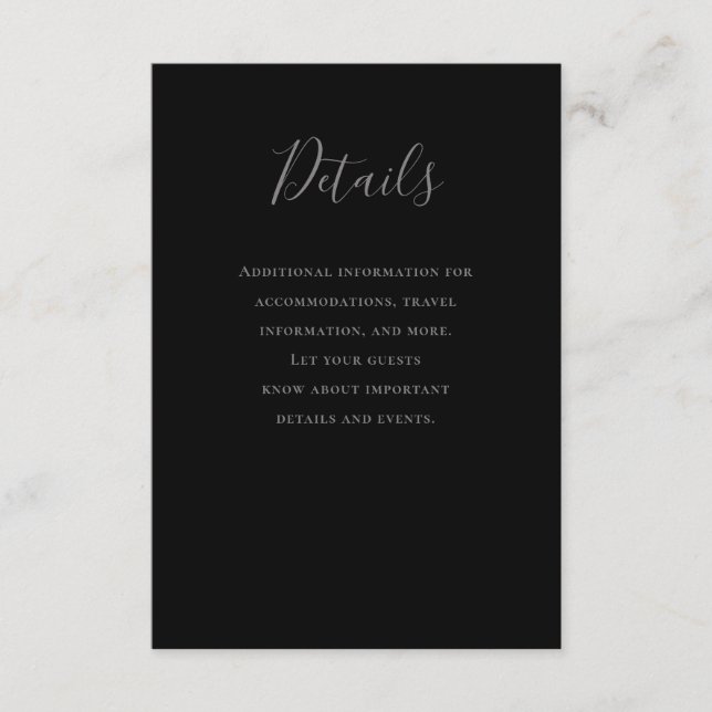 Typography Grey Black Wedding Details Enclosure Card (Front)