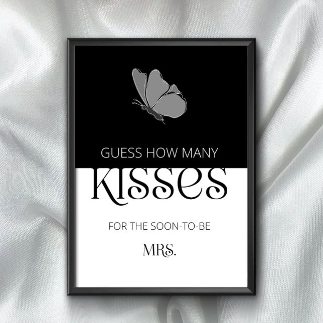 Typography guess how many kisses bridal game poster (Creator Uploaded)