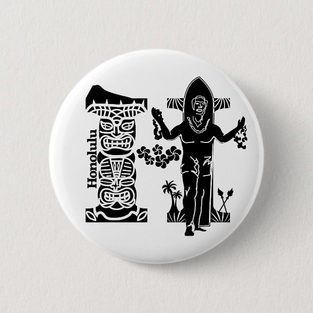 Typography H(Honolulu: USA) 6 Cm Round Badge (Front)