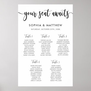 Typography Hand Lettering Wedding Seating Chart 