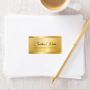 Typography Hand Script Name Faux Gold Address Label