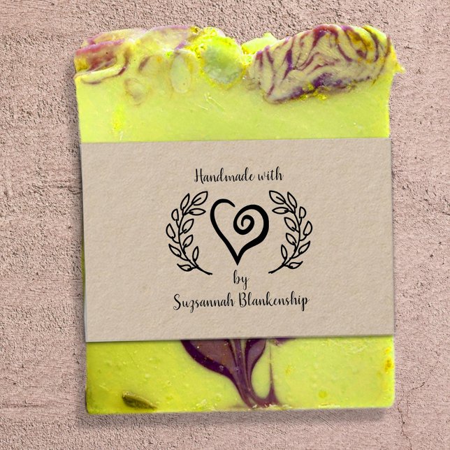 Typography Handmade Curly Heart Wreath Custom Rubb Rubber Stamp (Creator Uploaded)