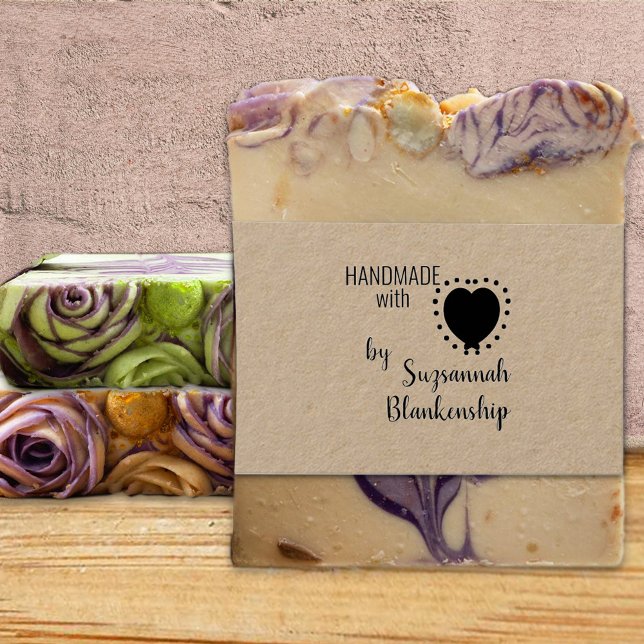 Typography Handmade Custom Name  Polka Dot Heart Rubber Stamp (Creator Uploaded)