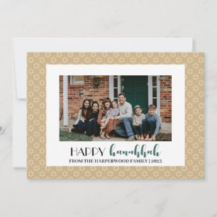Typography Happy Hanukkah Family Photo Personalise Holiday Card