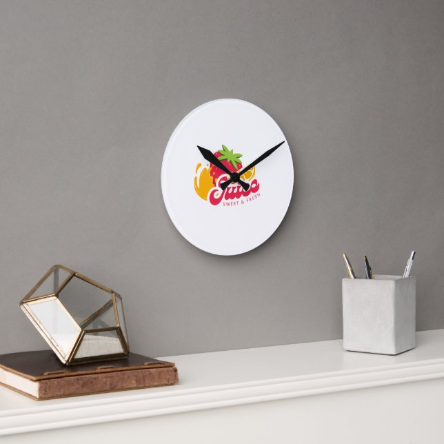 Typography Illustration Artwork Round Clock (Office)