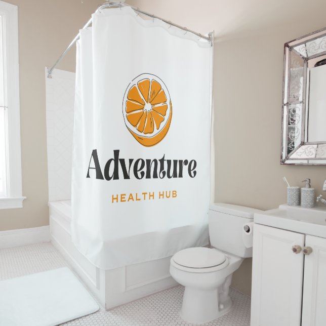 Typography Illustration Logo Artwork Shower Curtain (In Situ)