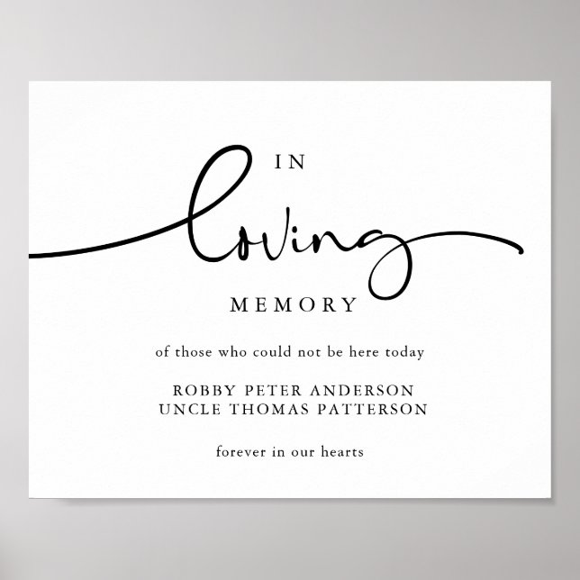 Typography in loving memory wedding sign memorial (Front)