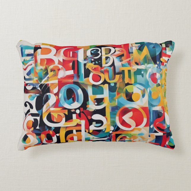 Typography in Various Colours  Decorative Cushion (Front)