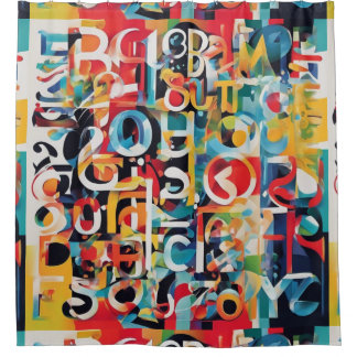 Typography in Various Colours  Shower Curtain