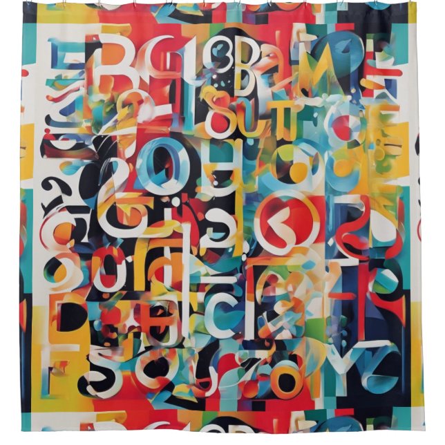 Typography in Various Colours  Shower Curtain (Front)