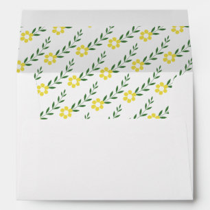 Typography initials yellow flowers wedding envelope