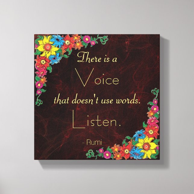 Typography - Inspirational Quote by Rumi Canvas Print (Front)