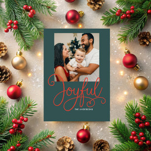 Typography Joyful Holiday/Christmas Photo Card