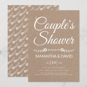 Typography kraft paper couple's shower wedding invitation