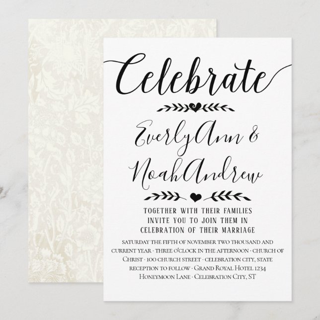 Typography Kraft Paper Wedding Invitations (Front/Back)