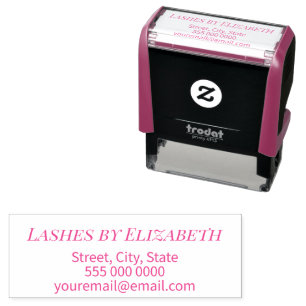 Typography Lashes Studio Name Return Address Phone Self-inking Stamp