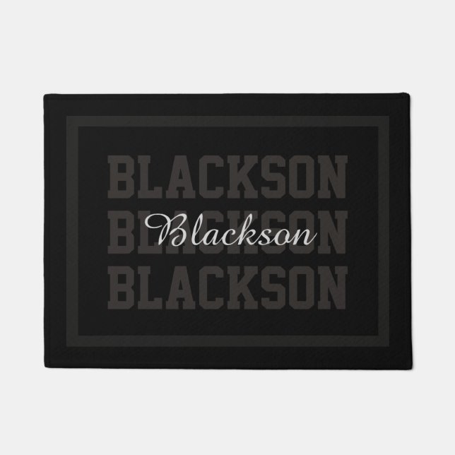 Typography Lastname Repeated Black any Colour Doormat (Front)